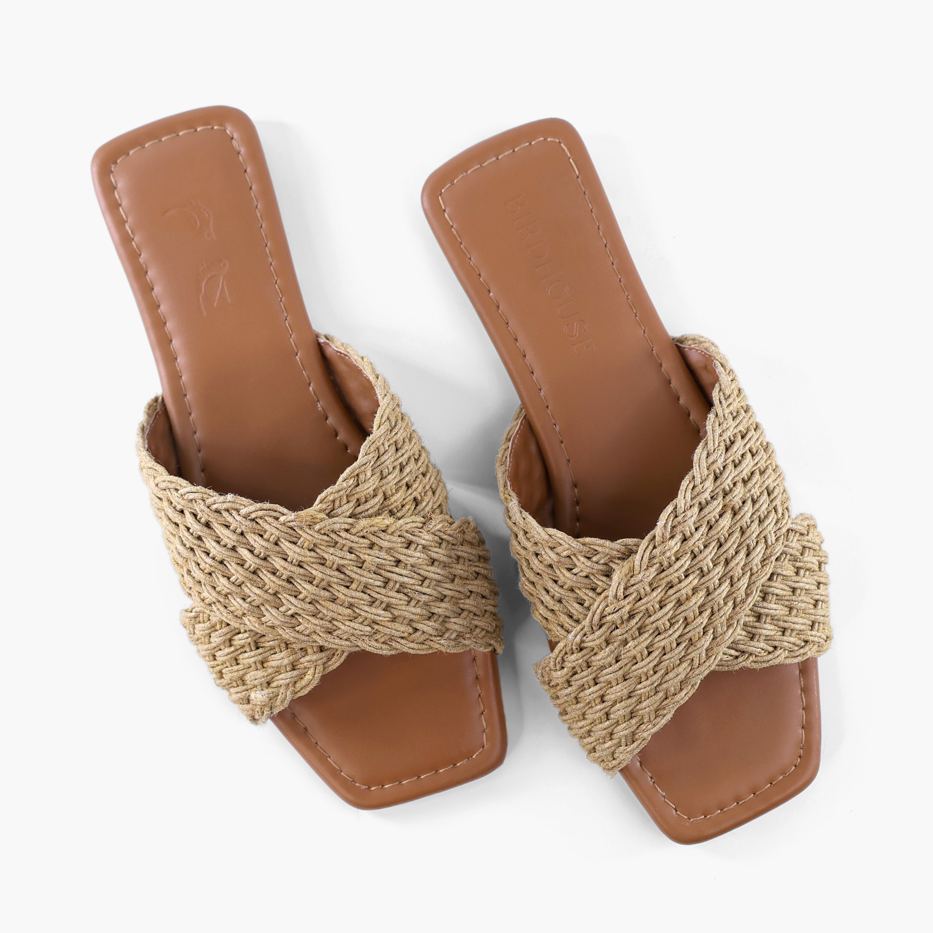 Jute slides Dark tan