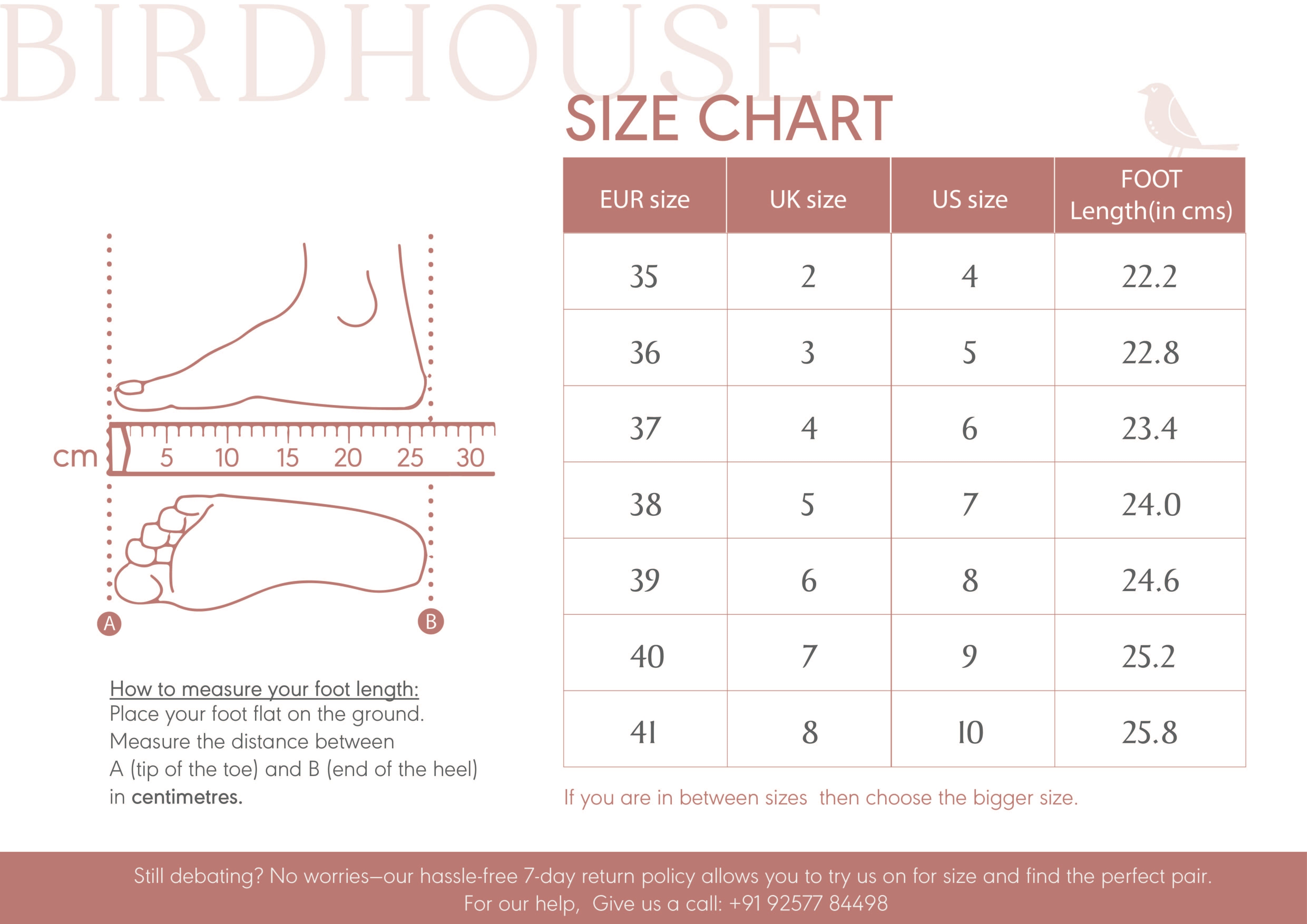 Size chart Birdhouse